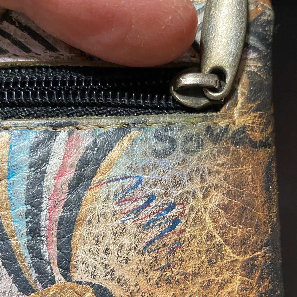 Vintage Sova Multicolor Leather credit card Wallet with ID Window